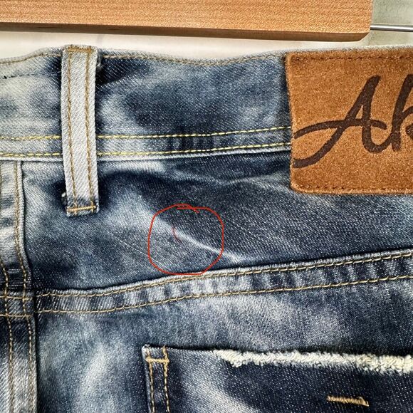 Akoo Brand Jeans Men’s Size 36x29 Distressed Streetwear Style Acid Wash Bleached - Picture 14 of 15